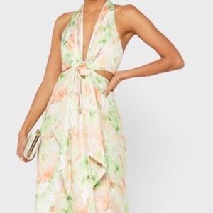 C/MEO Collective Floral Halter Dress - Green and Pink